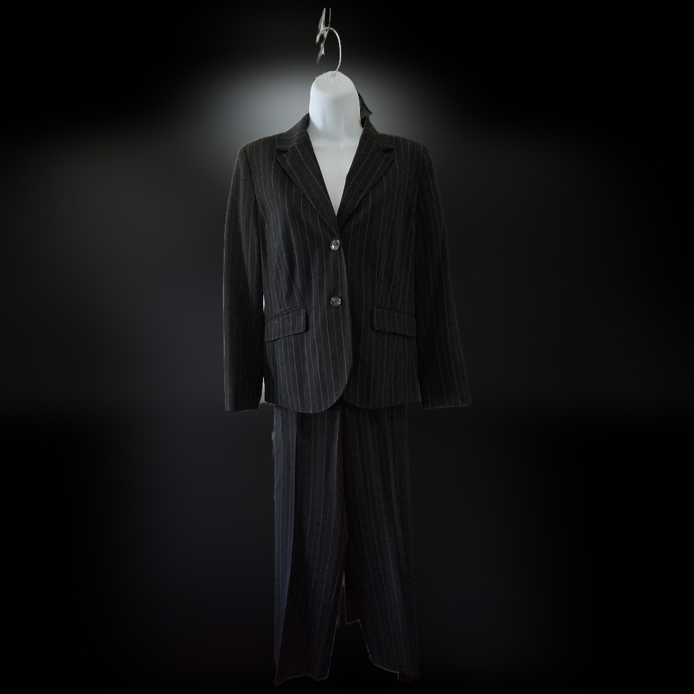 Black Pinstripe Blazer and Pants Set